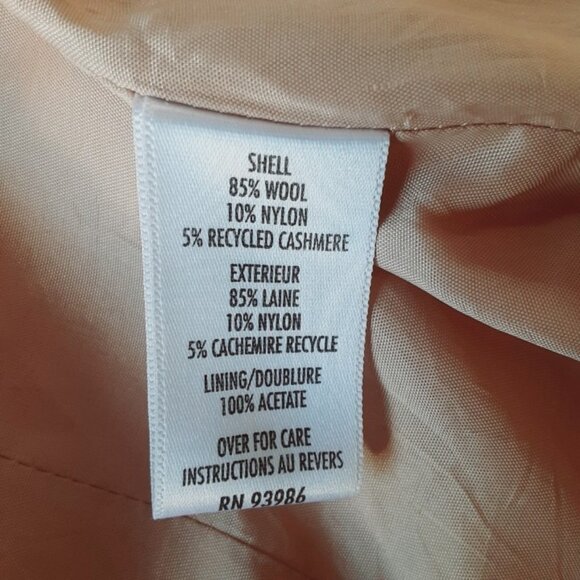 Vintage Casual Corner Wool Cashmere Oatmeal Coat 2P - Picture 6 of 7